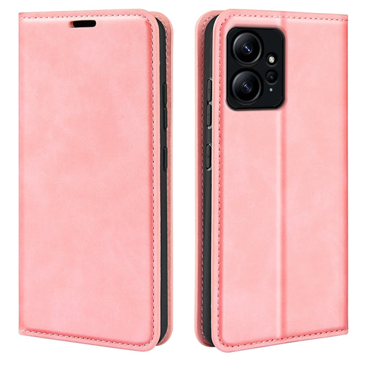 For Xiaomi Redmi Note 12 4G Global Retro-skin Magnetic Suction Leather Phone Case(Pink) - Note 12 Cases by buy2fix | Online Shopping UK | buy2fix