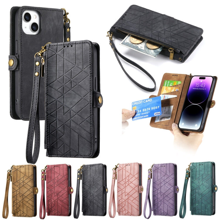 For iPhone 6 / 6s Geometric Zipper Wallet Side Buckle Leather Phone Case(Purple) - More iPhone Cases by buy2fix | Online Shopping UK | buy2fix