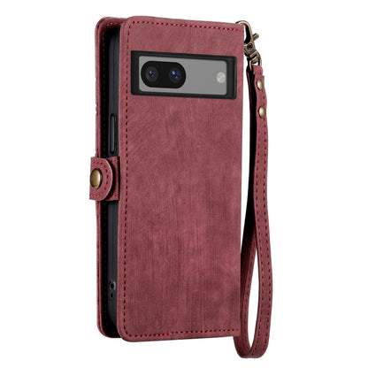 For Google Pixel 6 Pro Geometric Zipper Wallet Side Buckle Leather Phone Case(Red) - Google Cases by buy2fix | Online Shopping UK | buy2fix