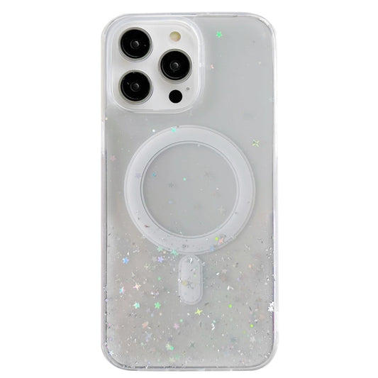 For iPhone 14 Pro Max MagSafe Glitter Hybrid Clear TPU Phone Case(White) - iPhone 14 Pro Max Cases by buy2fix | Online Shopping UK | buy2fix