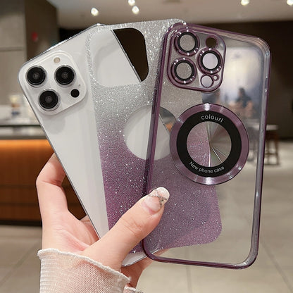 For iPhone 14 Pro Max MagSafe Gradient Glitter Electroplating TPU Phone Case(Purple) - iPhone 14 Pro Max Cases by buy2fix | Online Shopping UK | buy2fix