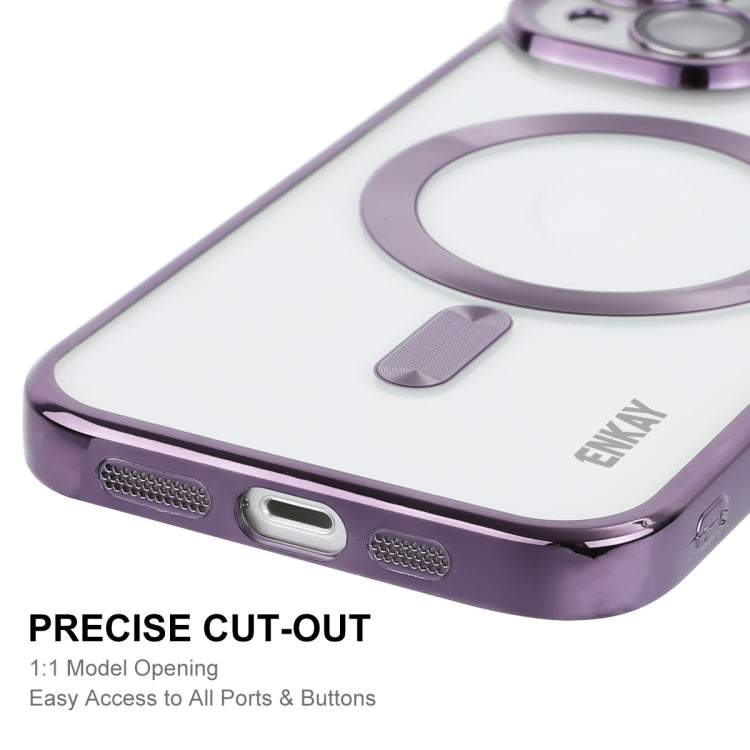 For iPhone 15 Plus ENKAY Hat-Prince Magsafe Electroplated TPU Clear Shockproof Phone Case(Purple) - iPhone 15 Plus Cases by ENKAY | Online Shopping UK | buy2fix