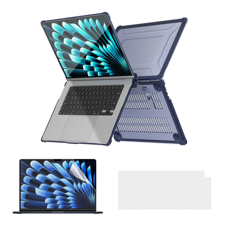 For MacBook Air 15.3 A2941 ENKAY Hat-Prince 3 in 1 Protective Bracket Case Cover Hard Shell with TPU Keyboard Film / PET Screen Protector, Version:US(Dark Blue) - MacBook Air Cases by ENKAY | Online Shopping UK | buy2fix