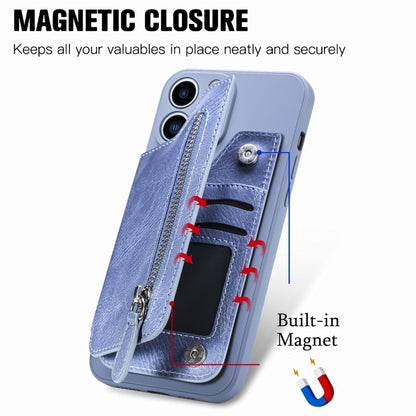 For iPhone 15 Pro Max Zipper Wallet Leather Back Shockproof Phone Case(Blue) - iPhone 15 Pro Max Cases by buy2fix | Online Shopping UK | buy2fix