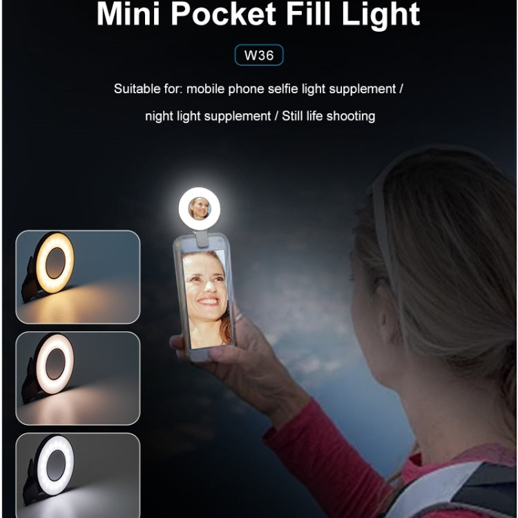 VLOGLITE W36 Mini LED Cell Phone Fill Light With Makeup Mirror Magnetic Selfie Ring Light -  by buy2fix | Online Shopping UK | buy2fix