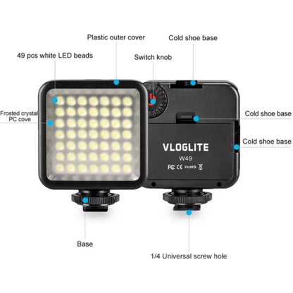 VLOGLITE W49 Photography Cell Phone Live Streaming Beauty Lights Mini Fill Light LED Camera Light -  by buy2fix | Online Shopping UK | buy2fix