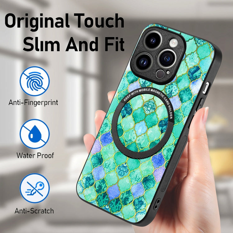 For iPhone 15 Pro Max Colored Drawing Leather Back Phone Case(Emerald) - iPhone 15 Pro Max Cases by buy2fix | Online Shopping UK | buy2fix