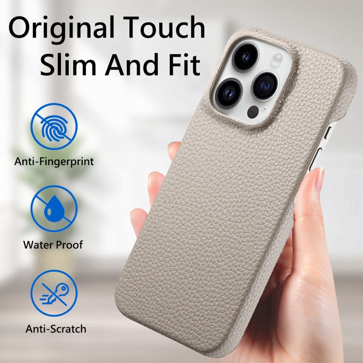 For iPhone 15 Pro Max Litchi Oil Edge Leather Back Phone Case(Khaki) - iPhone 15 Pro Max Cases by buy2fix | Online Shopping UK | buy2fix