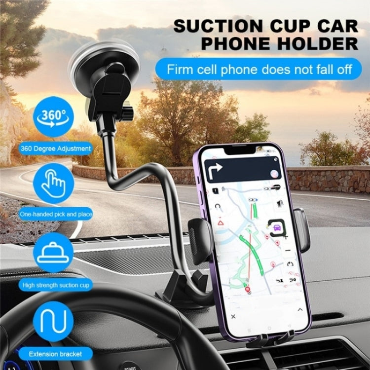 X034 Universal Truck Bus Dashboard Flexible Adjustable Windshield Suction Cup Car Phone Holder(Black) - Car Holders by buy2fix | Online Shopping UK | buy2fix