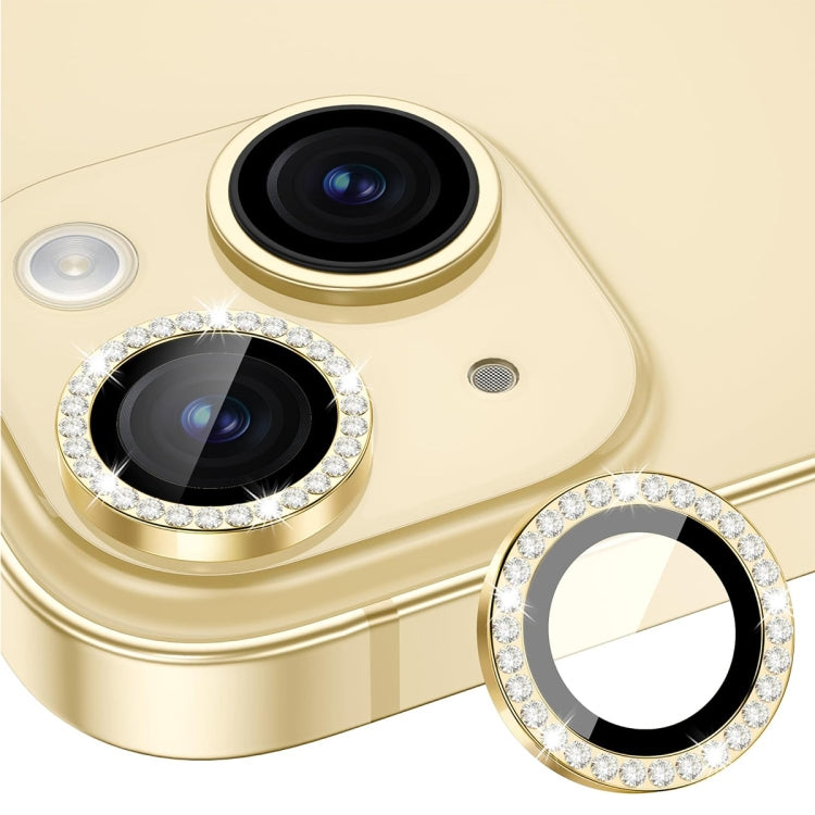 For iPhone 15 / 15 Plus ENKAY AR Anti-reflection Individual Diamond Ring Camera Lens Glass Full Film(Golden) - iPhone 15 Tempered Glass by ENKAY | Online Shopping UK | buy2fix