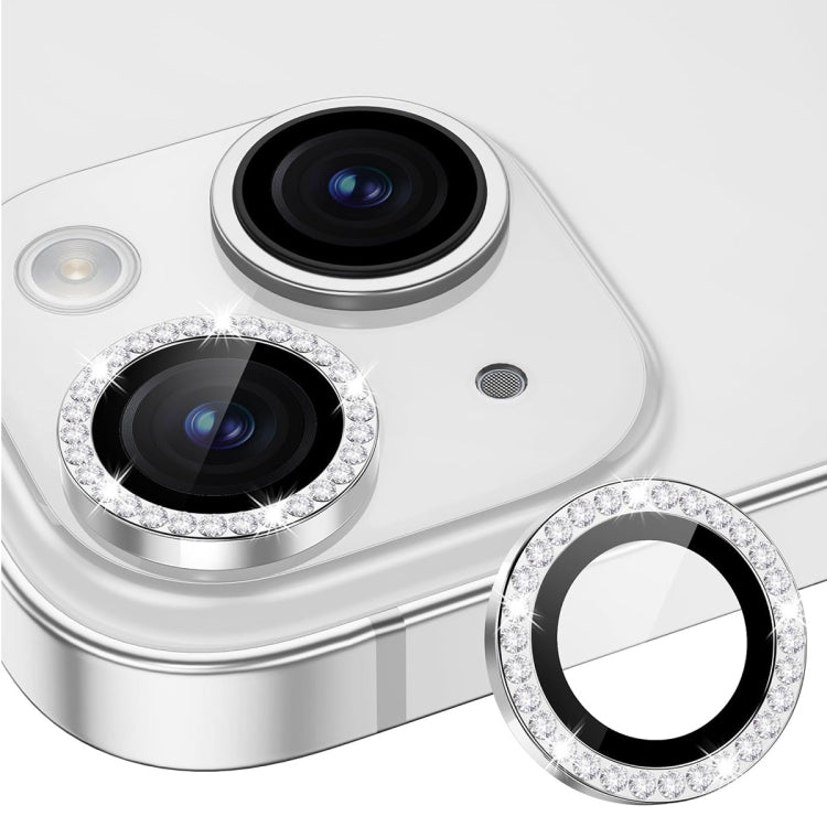 For iPhone 15 / 15 Plus ENKAY AR Anti-reflection Individual Diamond Ring Camera Lens Glass Full Film(Silver) - iPhone 15 Tempered Glass by ENKAY | Online Shopping UK | buy2fix