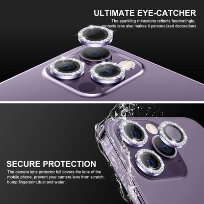 For iPhone 14 Pro / 14 Pro Max ENKAY AR Anti-reflection Individual Diamond Ring Camera Lens Glass Full Film(Deep Purple) - iPhone 14 Pro Tempered Glass by ENKAY | Online Shopping UK | buy2fix