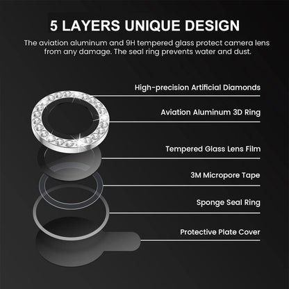 For iPhone 13 Pro / 13 Pro Max ENKAY AR Anti-reflection Individual Diamond Ring Camera Lens Glass Full Film(Black) - iPhone 13 Pro Max Tempered Glass by ENKAY | Online Shopping UK | buy2fix