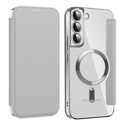 For Samsung Galaxy S22 5G MagSafe Magnetic RFID Anti-theft Leather Phone Case(Grey) - Galaxy S22+ 5G Cases by buy2fix | Online Shopping UK | buy2fix