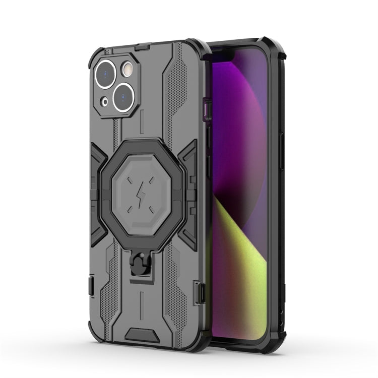 For iPhone 14 Plus MagSafe Supersonic Armor Holder PC Hybrid TPU Phone Case(Black) - iPhone 14 Plus Cases by buy2fix | Online Shopping UK | buy2fix