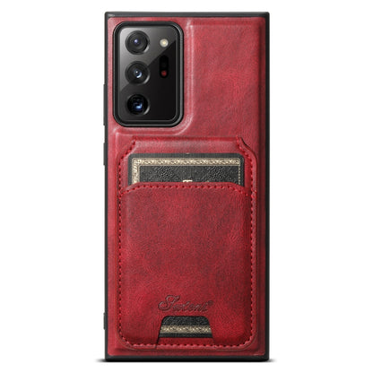 For Samsung Galaxy Note20 5G Suteni H15 MagSafe Oil Eax Leather Detachable Wallet Back Phone Case(Red) - Galaxy Note20 Cases by Suteni | Online Shopping UK | buy2fix