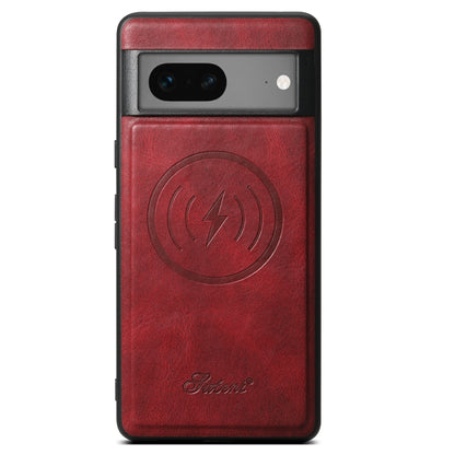 For Google Pixel 7 Suteni H15 Oil Eax Leather Detachable Wallet Back Phone Case(Red) - Google Cases by Suteni | Online Shopping UK | buy2fix