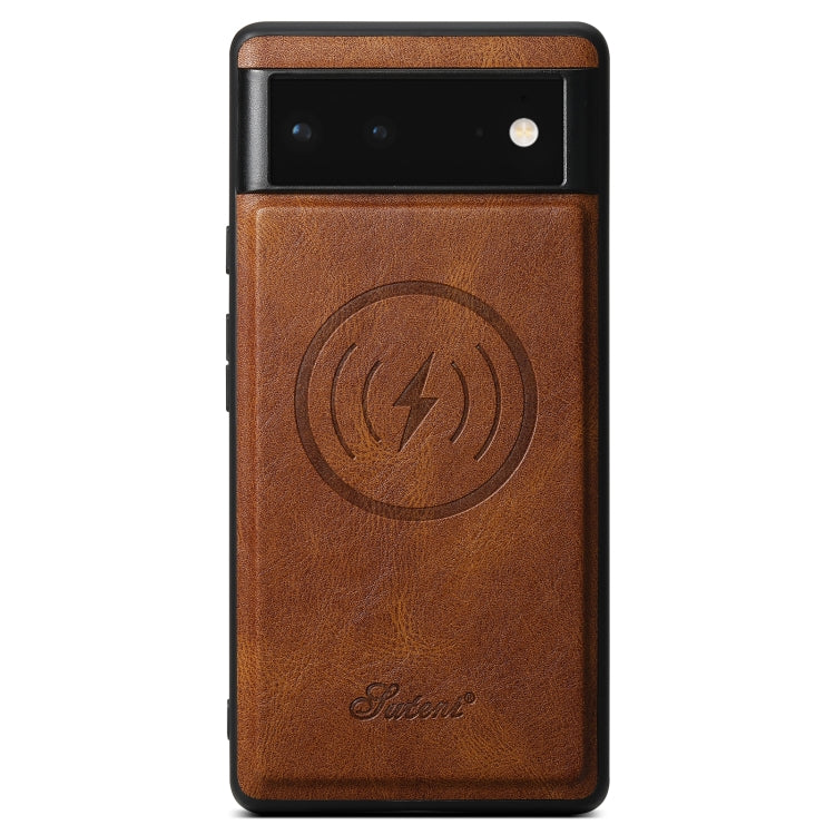 For Google Pixel 6 Pro Suteni H15 Oil Eax Leather Detachable Wallet Back Phone Case(Brown) - Google Cases by Suteni | Online Shopping UK | buy2fix