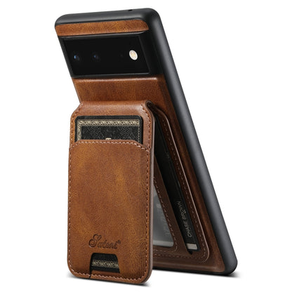 For Google Pixel 6 Pro Suteni H15 Oil Eax Leather Detachable Wallet Back Phone Case(Brown) - Google Cases by Suteni | Online Shopping UK | buy2fix