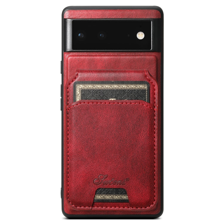 For Google Pixel 6 Pro Suteni H15 Oil Eax Leather Detachable Wallet Back Phone Case(Red) - Google Cases by Suteni | Online Shopping UK | buy2fix