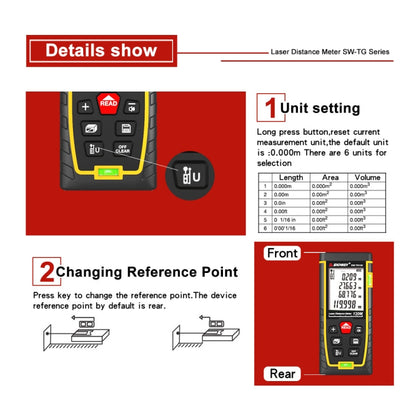 SNDWAY Double Horizontal bubble Rangefinder Laser Distance Meter Range Hand Tool Device SW-TG120 - Laser Rangefinder by SNDWAY | Online Shopping UK | buy2fix