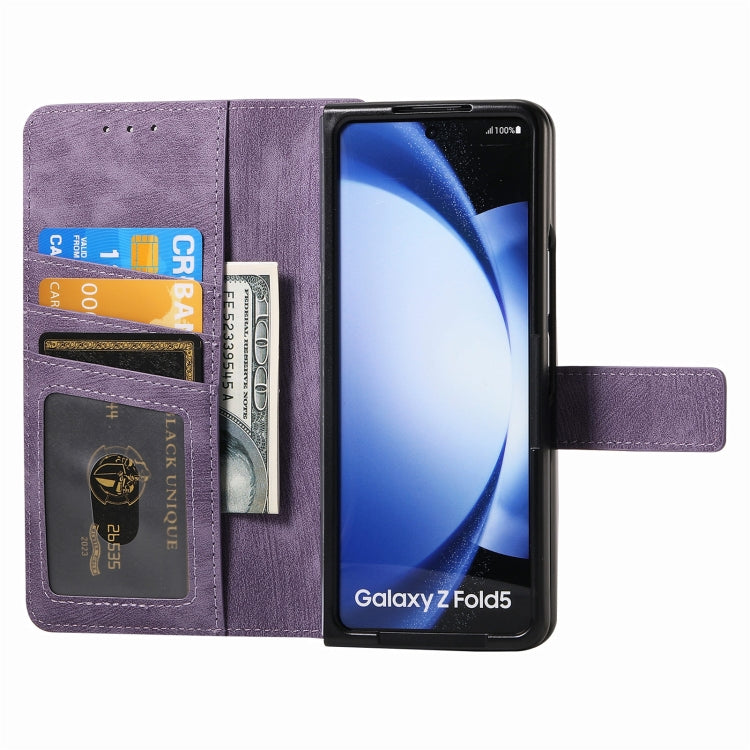 For Samsung Galaxy Z Fold5 5G Retro MagSafe Magnetic Zipper Wallet Leather Phone Case(Purple) - Galaxy Z Fold5 Cases by buy2fix | Online Shopping UK | buy2fix