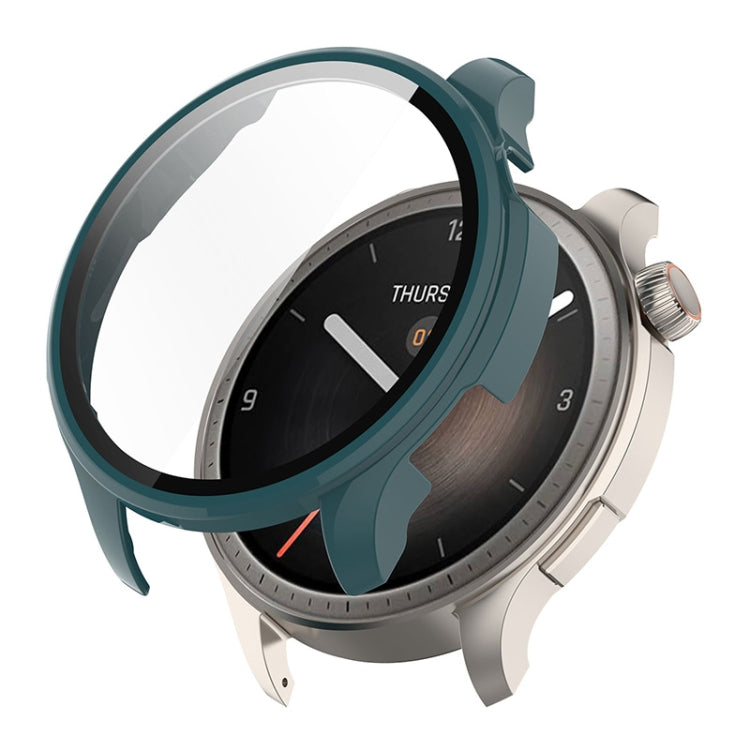 For Amazfit Balance A2286 ENKAY Hat-Prince Full Coverage Tempered Glass Film Integrated PC Watch Case(Dark Green) - Watch Cases by ENKAY | Online Shopping UK | buy2fix