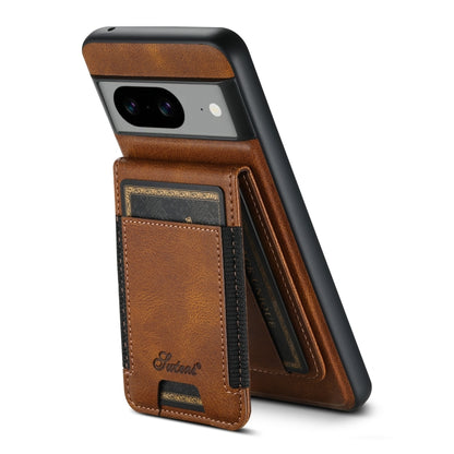 For Google Pixel 8a Suteni H17 Oil Eax Leather Detachable Wallet Phone Case(Brown) - Google Cases by Suteni | Online Shopping UK | buy2fix