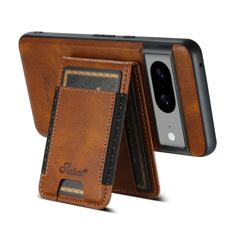 For Google Pixel 8a Suteni H17 Oil Eax Leather Detachable Wallet Phone Case(Brown) - Google Cases by Suteni | Online Shopping UK | buy2fix