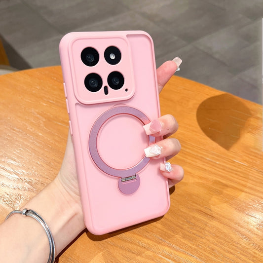 For Xiaomi 14 Pro Holder TPU Shockproof Phone Case(Pink) - 14 Pro Cases by buy2fix | Online Shopping UK | buy2fix