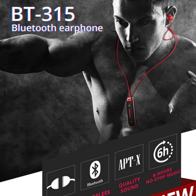 BT315 Sport Bluetooth Headset Wireless Stereo Earphone Bluetooth 4.1 Earpiece With Mic Sport Bass Magnetic Necklace Earpiece(Black) - Sport Earphone by buy2fix | Online Shopping UK | buy2fix