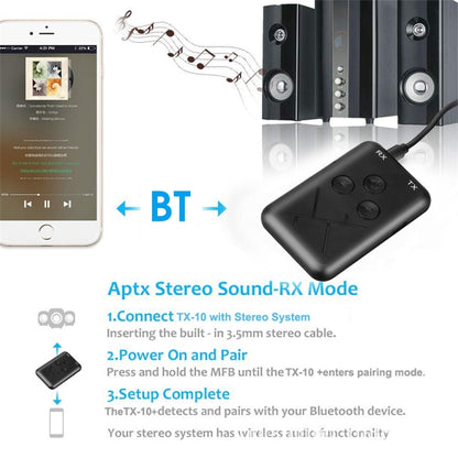 JDEX-TX10 Wireless 2-in-1 3.5mm Bluetooth 4.2 Audio Receiver And Transmitter Adapter - Audio Receiver Transmitter by buy2fix | Online Shopping UK | buy2fix