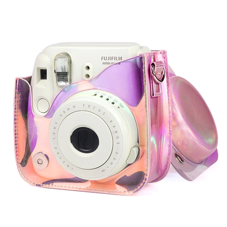 Richwell Translucent PVC Camera Bag for Fujifilm Instax Mini 8 8+ 9 Cover Case with Shoulder Strap Gradient Pink Shell - Camera Accessories by Richwell | Online Shopping UK | buy2fix