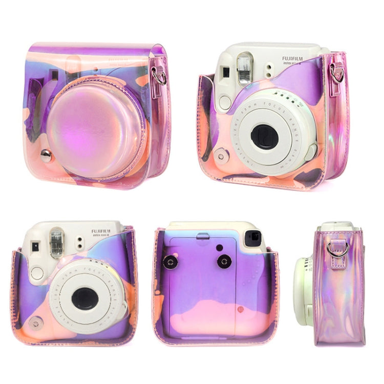 Richwell Translucent PVC Camera Bag for Fujifilm Instax Mini 8 8+ 9 Cover Case with Shoulder Strap Gradient Pink Shell - Camera Accessories by Richwell | Online Shopping UK | buy2fix