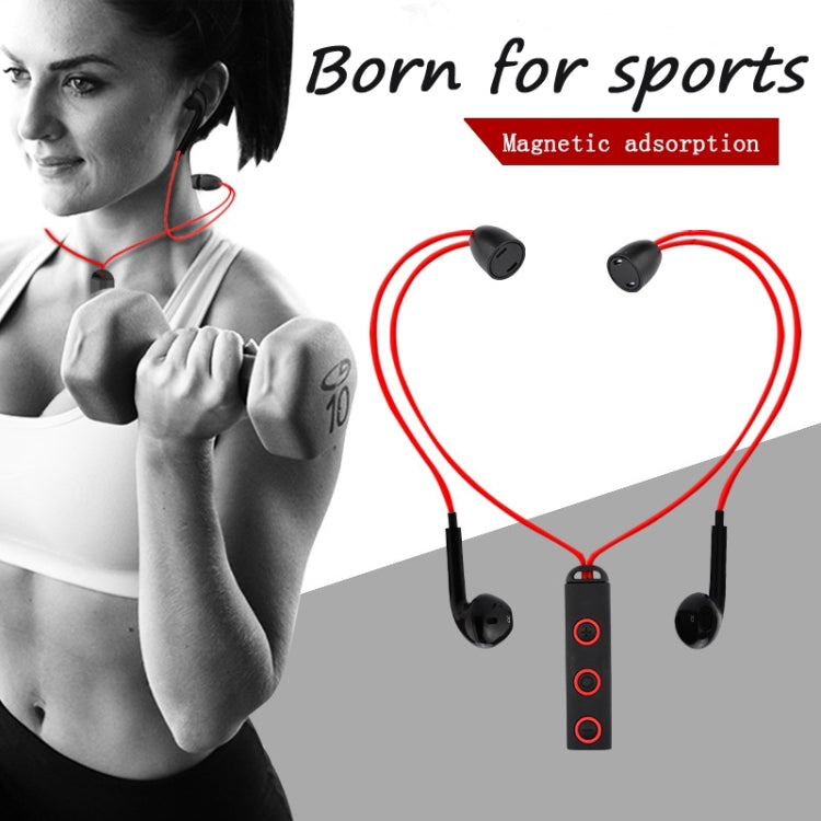 BT313 Magnetic Earbuds Sport Wireless Headphone Handsfree bluetooth HD Stereo Bass Headsets with Mic(Red) - Sport Earphone by buy2fix | Online Shopping UK | buy2fix