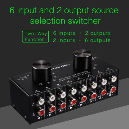 B026 6 Input 2 Output Or 2 Input 6 Output Audio Signal Source Selection Switcher RCA Port -  by buy2fix | Online Shopping UK | buy2fix