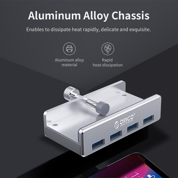ORICO  MH4PU-P Aluminum Alloy 4 Ports USB3.0 Clip-type HUB(Silver) - USB 3.0 HUB by ORICO | Online Shopping UK | buy2fix