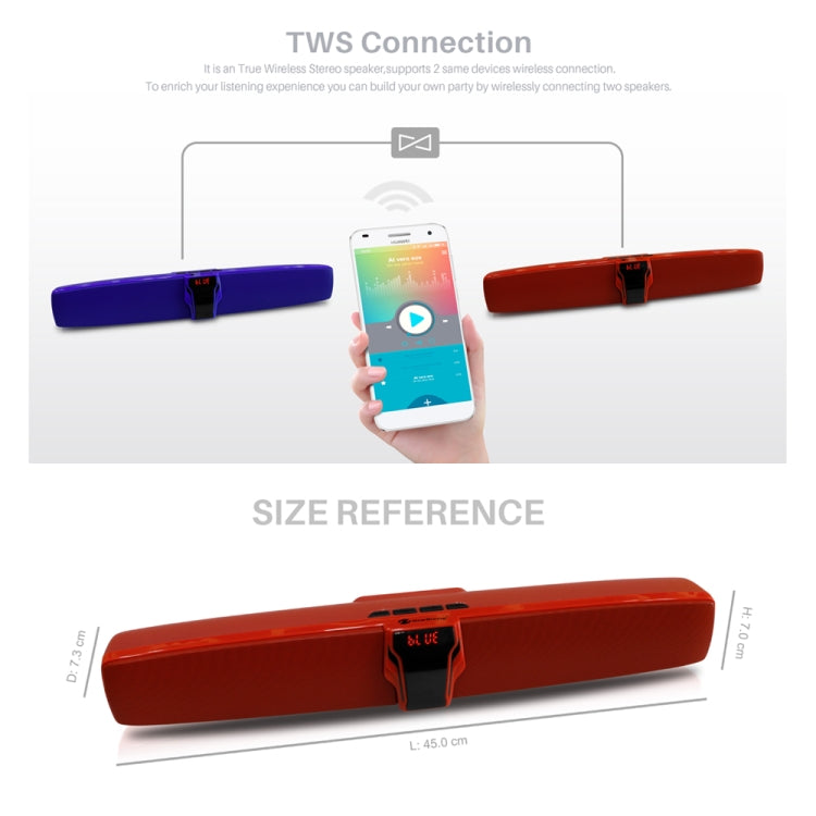 New Rixing NR7017 TWS Portable 10W Stereo Surround Soundbar Bluetooth Speaker with Microphone(Blue) - Desktop Speaker by NewRixing | Online Shopping UK | buy2fix