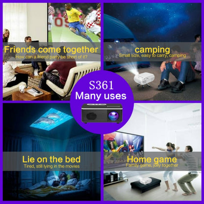 S361 80 lumens 320 x 240 Pixel Portable Mini Projector, Support 1080P, UK Plug(Black) - Consumer Electronics by buy2fix | Online Shopping UK | buy2fix