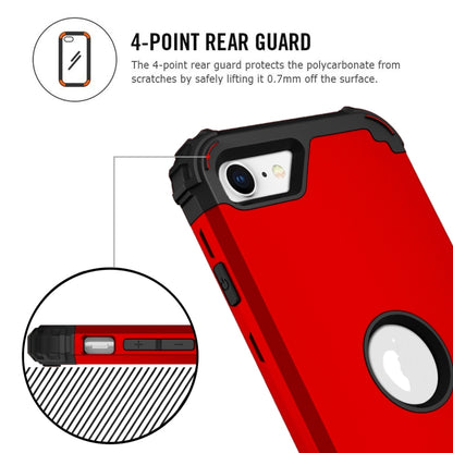 For iPhone SE 2022 / SE 2020 Silicone + PC Three-piece Anti-drop Mobile Phone Protection Back Cover(Red) - Apple Accessories by buy2fix | Online Shopping UK | buy2fix