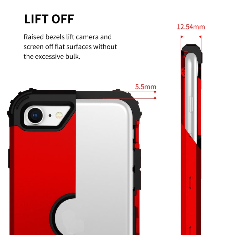 For iPhone SE 2022 / SE 2020 Silicone + PC Three-piece Anti-drop Mobile Phone Protection Back Cover(Red) - Apple Accessories by buy2fix | Online Shopping UK | buy2fix