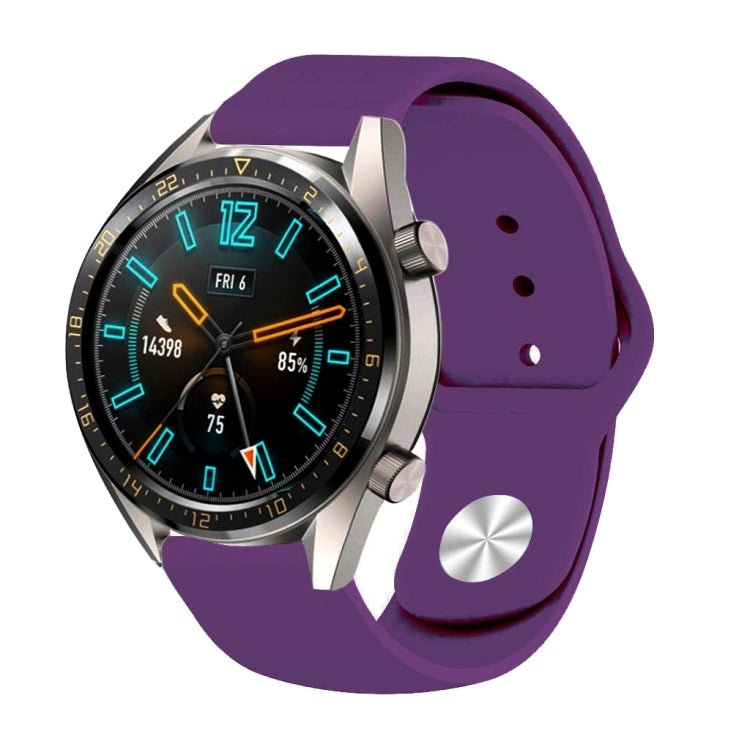 22mm For Huawei Watch GT2e GT2 46mm Monochrome Silicone Reverse Buckle Strap(Purple) - Smart Wear by buy2fix | Online Shopping UK | buy2fix