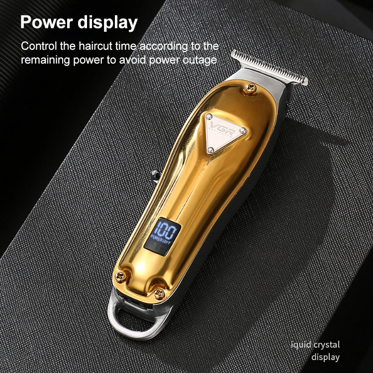 VGR V-063 8W USB Household Portable Metal Hair Clipper with LCD Display(Gold) - Hair Trimmer by VGR | Online Shopping UK | buy2fix