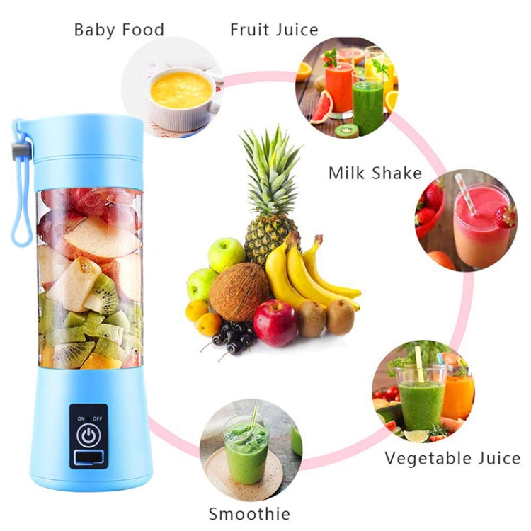 USB Rechargeable Electric Automatic Vegetable Fruit Citrus Orange Juice Maker Cup Mixer Bottle (380ML)(4 Blades Pink) - Home & Garden by buy2fix | Online Shopping UK | buy2fix