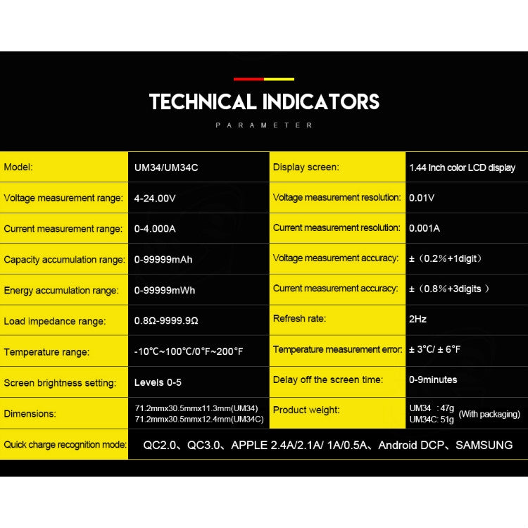 USB 3.0 Color Display Screen Tester Voltage-current Measurement Type-C Meter, Support Android APP, Model:UM34C with Bluetooth - Consumer Electronics by buy2fix | Online Shopping UK | buy2fix
