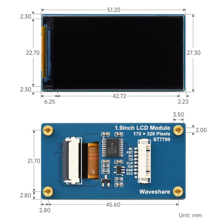 Waveshare 1.9inch 262K Colors 170x320 LCD Display Module for Raspberry Pi Pico, SPI Interface, 23822 - Consumer Electronics by Waveshare | Online Shopping UK | buy2fix