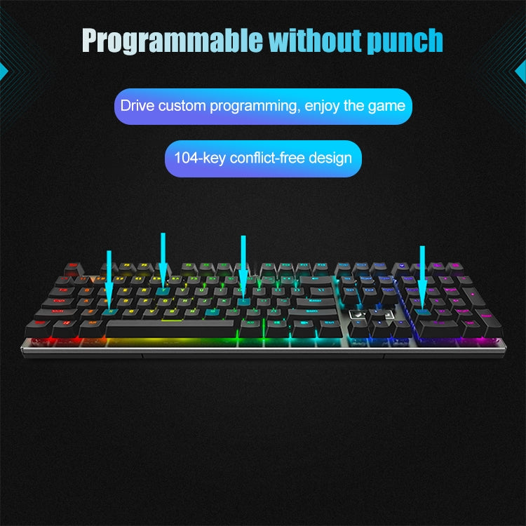 Rapoo V700RGB 104 Keys USB Wired Game Computer without Punching Mechanical Keyboard(Tea Shaft) - Wired Keyboard by Rapoo | Online Shopping UK | buy2fix