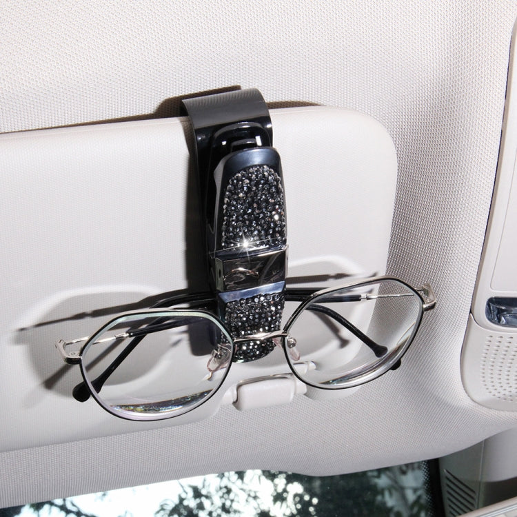 Diamond Mounted Rotating Car Glasses Clip Card Paper Holder Clips(Bright Black) - Sunglasses & Glasses Clips by Dabond | Online Shopping UK | buy2fix