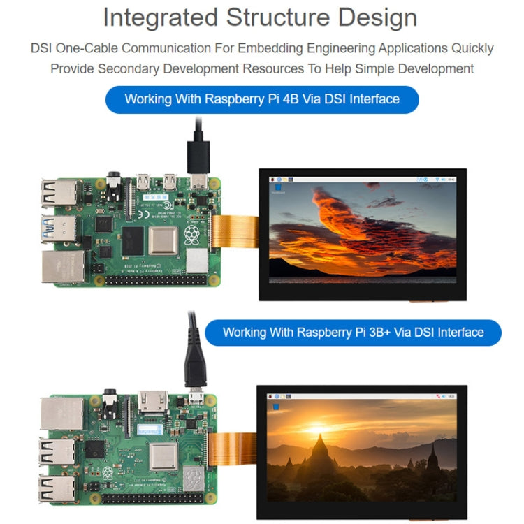 Waveshare 5 Inch DSI Display, 800 × 480 Pixel, IPS Display Panel, Style:No Touch - LCD & LED Display Module by Waveshare | Online Shopping UK | buy2fix