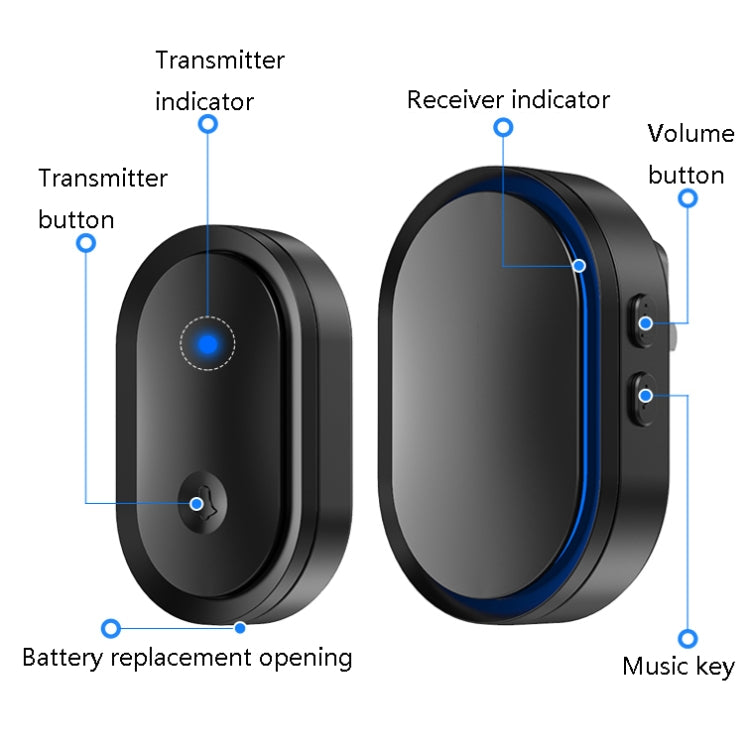 CACAZI A99 Home Smart Remote Control Doorbell Elderly Pager, Style:US Plug(Golden) - Wireless Doorbell by CACAZI | Online Shopping UK | buy2fix